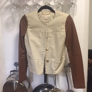 NWOT Michael Kors Canvas and Leather Jacket